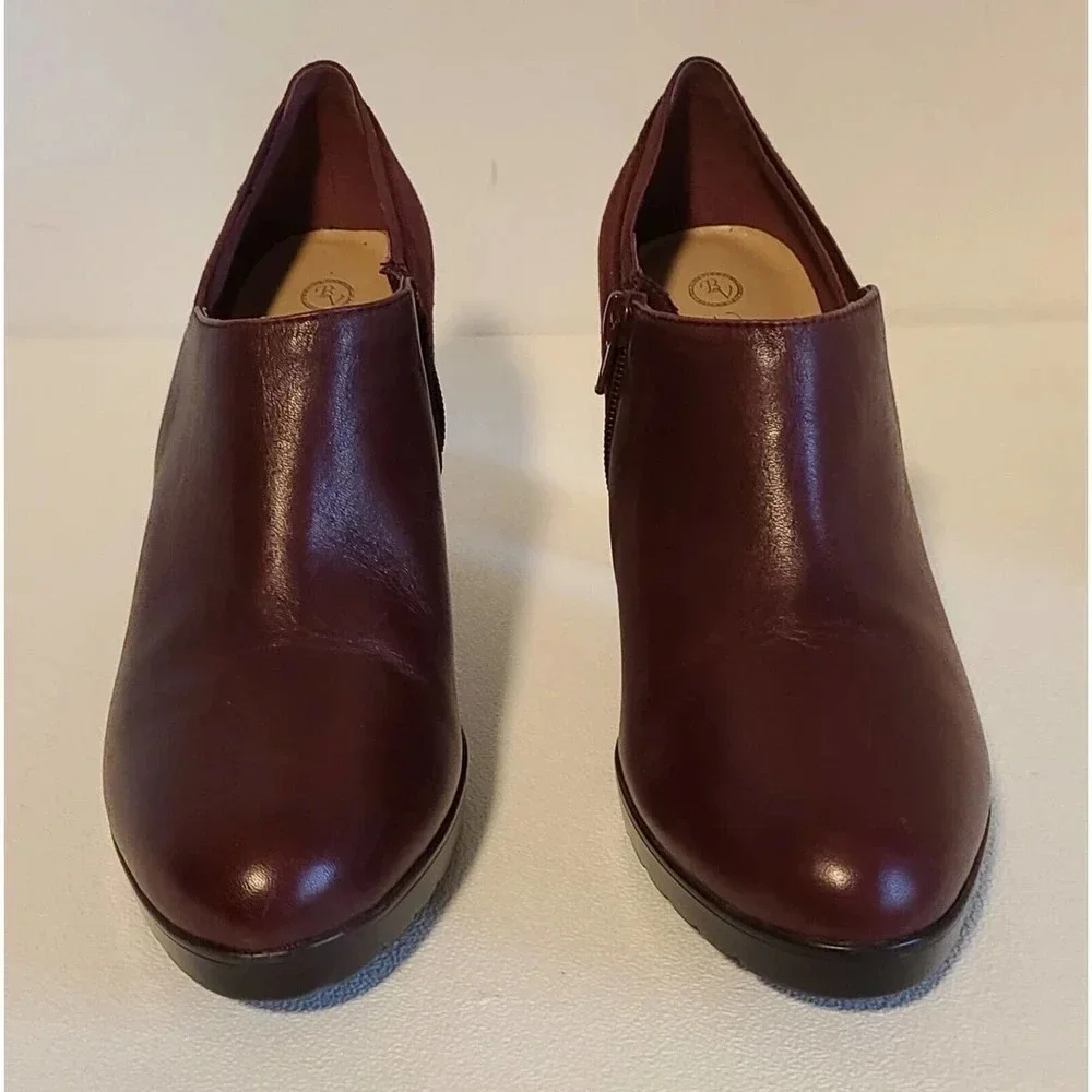 BELLA VITA MAROON LEATHER SUEDE ANKLE BOOTS SIDE ZIP WOMEN'S US SZ 9.5